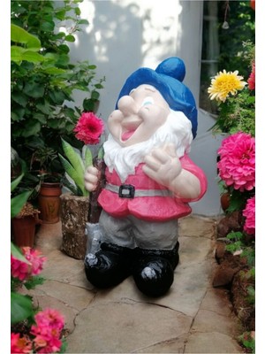 Dekoratif Seramik Konsept El Yapımı Saksılı Cüce Bahçe Balkon Süsü - Pembe 25X18CM