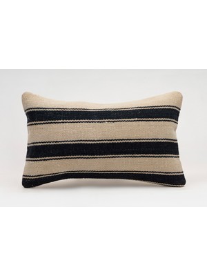 El Yapımı Kilimden Yapılmış Vintage Kırlent Kılıfı, Yün, 30X50 cm