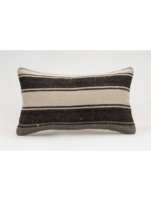 El Yapımı Kilimden Yapılmış Vintage Kırlent Kılıfı, Yün, 30X50 cm