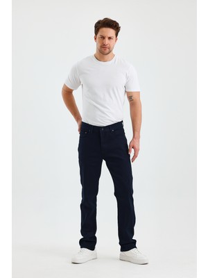 Erkek Regular Fit Geniş Paça Yüksek Bel Casual Kot Pantolon