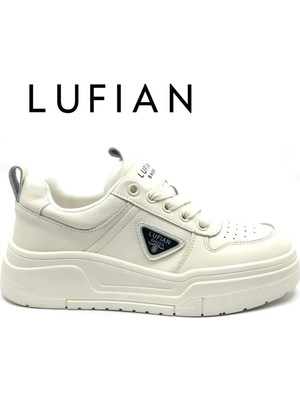 Lufian 122230018 Deri Beyaz Jennıfer Sneaker Spor Ayakkabı Kadın İçin Rahat Taban