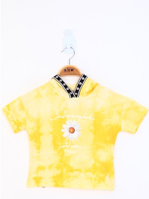 Toontoy Kız Çocuk Batik Desenli Papatya Baskılı Tişört