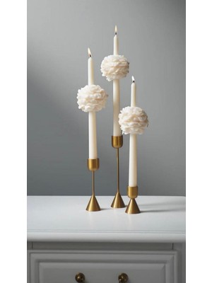 4 Adet Şakayıklı Şamdan Mum - Konsept Tasarım Ortası Çiçekli Şamdan Mumu Şakayık Çiçeği