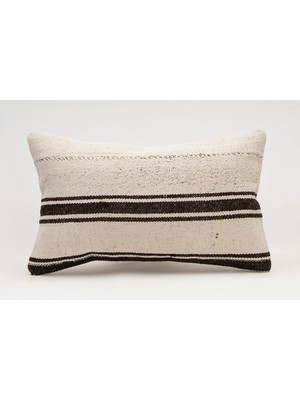 El Yapımı Kilimden Yapılmış Vintage Kırlent Kılıfı, Yün, 30X50 cm