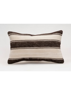 El Yapımı Kilimden Yapılmış Vintage Kırlent Kılıfı, Yün, 30X50 cm