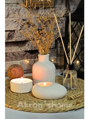 Dekoratif 5'li Set Vazo, Vanilya Kokulu Mum, Dekoratif Şişe, Tealight Mum ve Mumluk