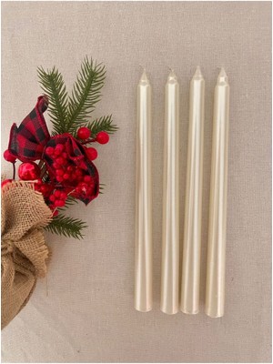 4lü Sedef Inci Renkli Şamdan Mumu