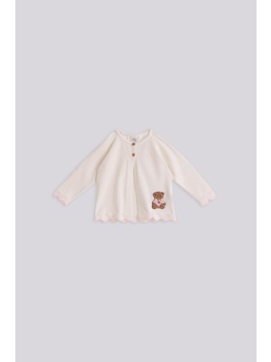 Layette Bg Store Kız Bebek Beyaz Hırka Örgü Kumaş ile Casual Stil Rahat Kullanım