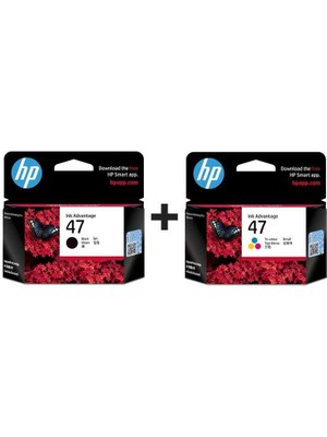 Hp 47-6ZD21AE Siyah + Hp 47-6ZD61AE Renkli Hp Deskjet Ultra Ink Advantage 4825 Orijinal Kartuş Seti