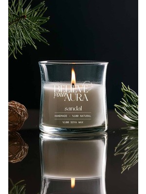 Sandal Ağacı Kokulu Mum - %100 Doğal Soya Mumu Aromaterapi ve Dekoratif Kokulu Bardak Mum - 320 cc
