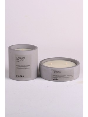 Kakao ve Krema Kokulu Mum, Dekoratif Beton Mum Ikili Set