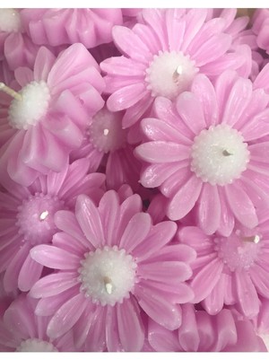 Kokulu Papatya Mum Pembe 24 Adet Düğün, Çiçek Mum , Kına, Sünnet, Doğum, Mevlüt, Söz Hediyelik