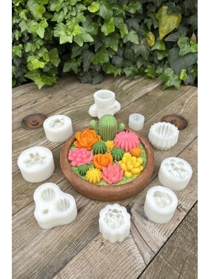 Kaktüs Set-3 Mum Kalıpları ( 9 Adet Kalıp ) ( Silikon ) 1 Adet