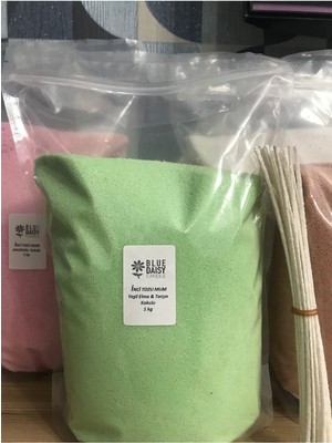 1 kg Inci Tozu Mum ( 25 Adet 20 cm Fitil ile ) Yeşil Elma & Tarçın Kokulu Yeşil , Toz Mum , Kum Mum