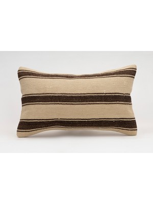 El Yapımı Kilimden Yapılmış Vintage Kırlent Kılıfı, Yün, 30X50 cm