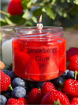 Çilekli Jel Mum - Çilek Kokulu