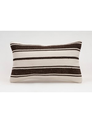 El Yapımı Kilimden Yapılmış Vintage Kırlent Kılıfı, Yün, 30X50 cm