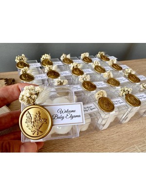 Şeffaf Kutuda Kokulu Soya Wax Bubble Mum – Kuru Çiçek, Mühürlü Düğün, Baby Shower Hediyesi (10 Adet