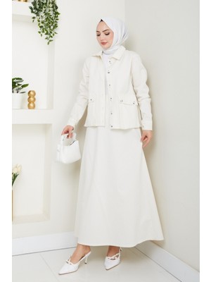 Körük Cepli Gömlek Etek Ikili Takım 1551 - Ekru