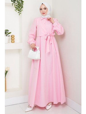 Reyel Çapraz Bağlamalı Elbise 1464 - Pudra
