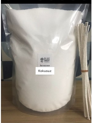 1 kg Kokusuz Beyaz  Inci Tozu Mum ( 25 Adet 20 cm Fitil ile ) Beyaz Toz Mum, Mum Kandil