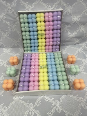 50 Adet 5 Soft Renk Özel Mini Bubble Mum Davet Nikah Söz Nişan Kına Hediyeliği