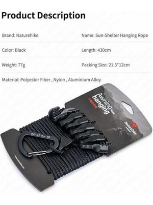 Naturehike Çok Fonksiyonlu Kancalı Asma Iğ 4.3 mt