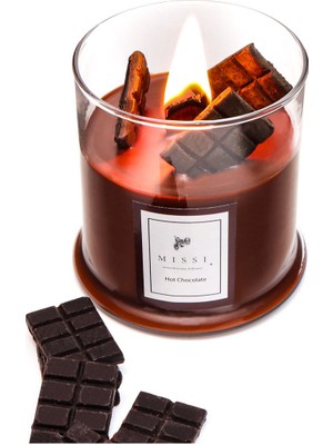 Büyük Üfleme Cam Ahşap Fitilli Hot Chocolate Vegan MUM(380 Gr)