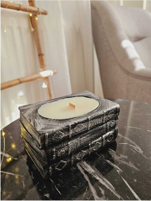 Gümüş Kitap Desenli Mumluk & Mum & Dekoratif Obje