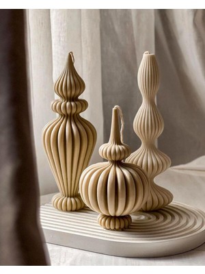 Yuvarlak Marako Model Kahve Renk Dekoratif Mum Candle