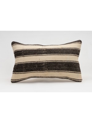 El Yapımı Kilimden Yapılmış Vintage Kırlent Kılıfı, Yün, 30X50 cm