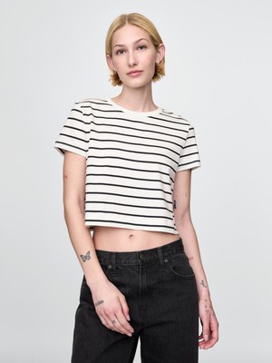 Gap Kadın Beyaz %100 Organik Pamuk Vintage Soft Crop T-Shirt