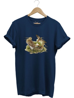 Avclık Tasarımlı Çulluk Avı Çulluk Kuşları ve Doğa Baskılı %100 Pamuk Regular Fit T-Shirt