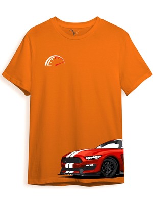 Araba Yan Detaylı Hız Limiti Baskılı Regular Fit %100 Pamuk T-Shirt
