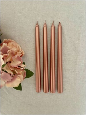 4lü Rose Sedefli Renkli Şamdan Mumu