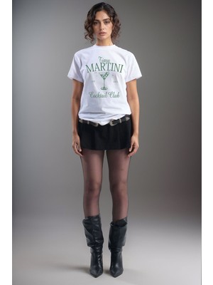 Tipsy Martini Cocktail Club Tasarım Baskılı Old Money Y2K %100 Pamuk Regular Fit Premium T-Shirt