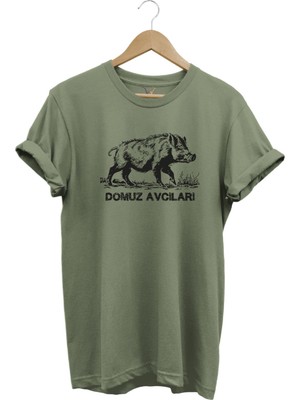 Avcılık Hunter Domuz Avcıları Baskılı Domuz Avı %100 Pamuk Regular Fit T-Shirt