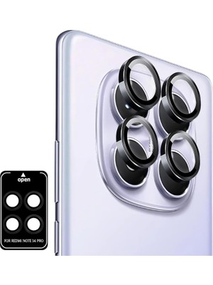 Redmi Note 14 Pro Için Otomatik Hizalama Aparatlı Kamera Lens Koruyucu 9h Sertliğinde Görüntüyü Bozmayan Çizilme ve Düşmeye Karşı Koruyan Alüminyum Alaşım Çerçeve Lens Camı