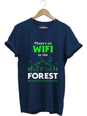 Outdoor Doğa Kamp No Wifi Tasarım Baskılı %100 Pamuk Regular Fit T-Shirt