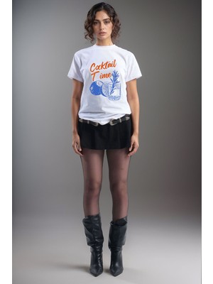 Cocktail Time Tasarım Baskılı Y2K Old Money %100 Pamuk Regular Fit Bisiklet Yaka Premium T-Shirt