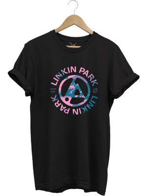 Müzik Grubu Rock Metal Baskılı Linkin Park Cool %100 Pamuk Bisiklet Yaka T-Shirt