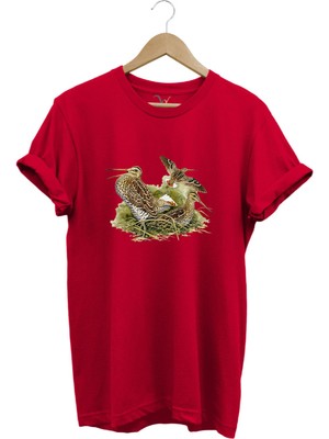 Avclık Tasarımlı Çulluk Avı Çulluk Kuşları ve Doğa Baskılı %100 Pamuk Regular Fit T-Shirt