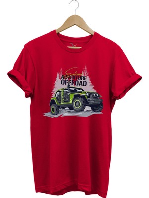 Offroad 4x4 Dağ Arabası Orman Tema Baskısı Regular Fit %100 Pamuk T-Shirt