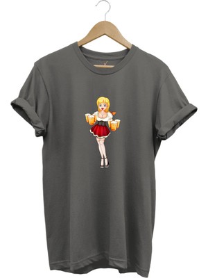 Barmen Kız Baskılı %100 Pamuk Regular Fit Bisiklet Yaka T-Shirt