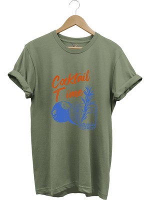 Cocktail Time Tasarım Baskılı Y2K Old Money %100 Pamuk Regular Fit Bisiklet Yaka Premium T-Shirt