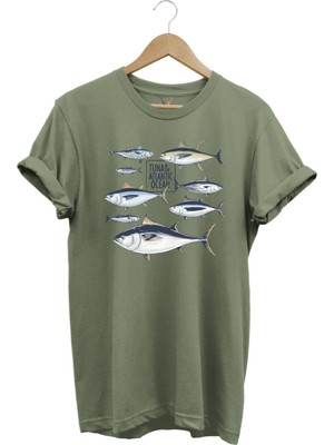 Fishing Balıkçılık Uzunkanat Orkinos Tuna Balığı Baskılı %100 Pamuk Regular Fit T-Shirt