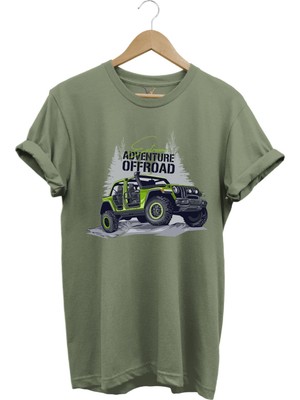 Offroad 4x4 Dağ Arabası Orman Tema Baskısı Regular Fit %100 Pamuk T-Shirt