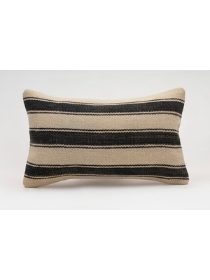 El Yapımı Kilimden Yapılmış Vintage Kırlent Kılıfı, Yün, 30X50 cm