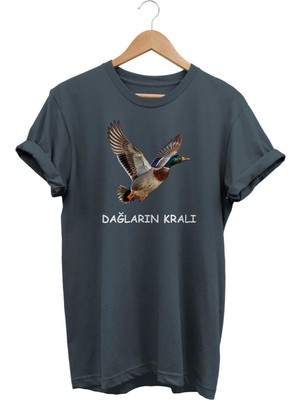 Dağların Kralı Ördek Baskılı %100 Pamuk  T-Shirt Basic Kalıp Tişört