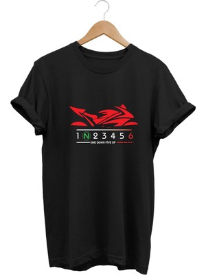 Red Racing Motor - Kırmızı Yarış Motorsikleti Baskılı Tshirt